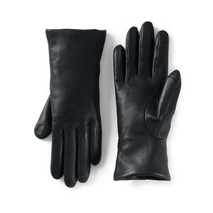 NWT Lands' End Cashmere Lined Leather Gloves Black M